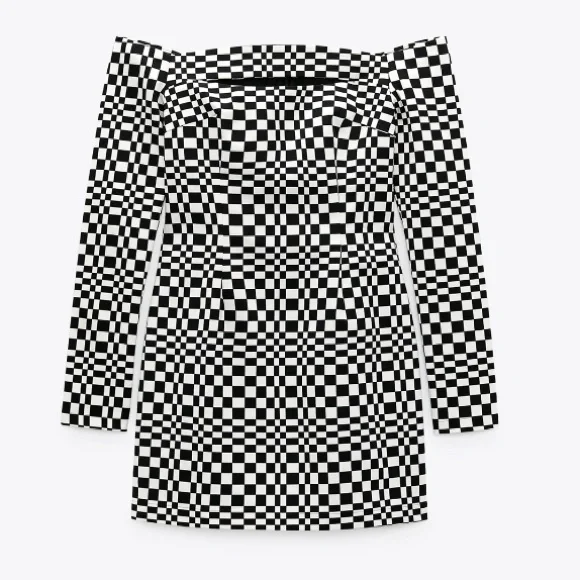 zara black and white checkered dress Zara Open Back Checkered Picnic Dress Size Medium